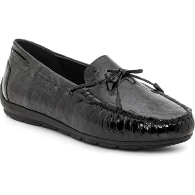 Ara Amarillo Leather Driving Shoe In Glossy Black