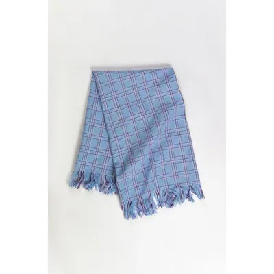 Archive New York Chiapas Plaid Handwoven Cotton Kitchen Towel In Blue