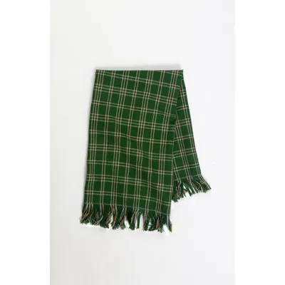 Archive New York Chiapas Plaid Handwoven Cotton Kitchen Towel In Green