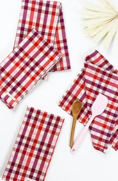 Archive New York Noel Red Plaid Cotton Napkins, Set Of 4