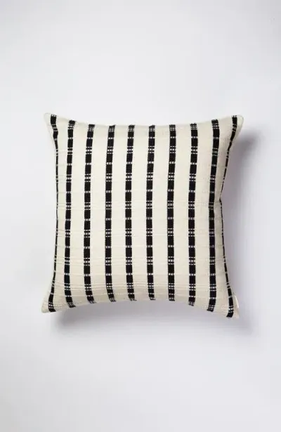 Archive New York Santiago Black And Natural White Grid Handwoven Cotton Square Throw Pillow In Multi