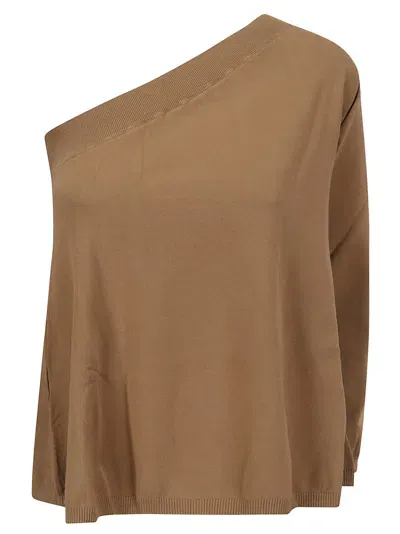 Archiviob Viscose One-shoulder Sweater In Brown