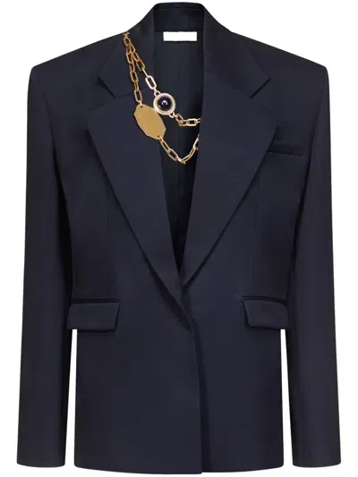 Area Chain-detailing Blazer In Blue