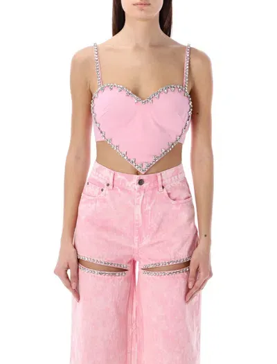 Area Pink Crystal Trim Heart Tank Top