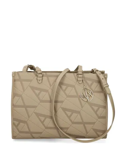 Armani Exchange All-over Debossed Logo Tote Bag In Neutrals