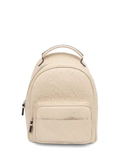 Armani Exchange Logo-embossed Backpack In Neutrals