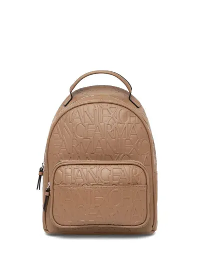 Armani Exchange Logo-embossed Backpack In Nude