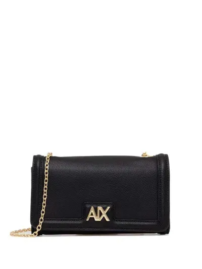 Armani Exchange Logo Plaque Crossbody Bag In Black