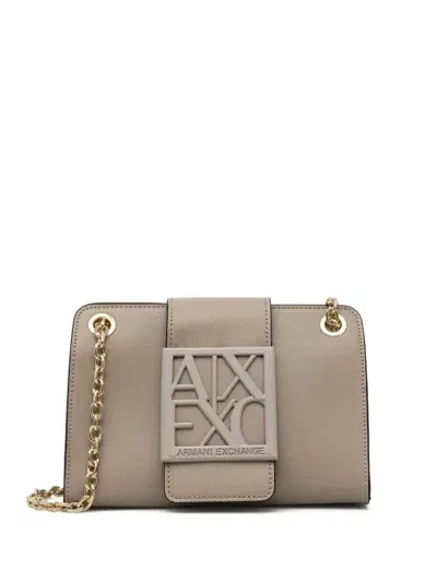 Armani Exchange Logo Plaque Crossbody Bag In Neutrals