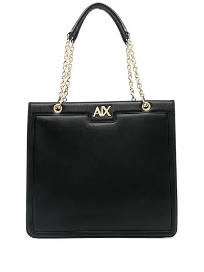 Armani Exchange Logo-plaque Shoulder Bag In Black