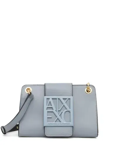 Armani Exchange Logo Plaque Shoulder Bag In Blue