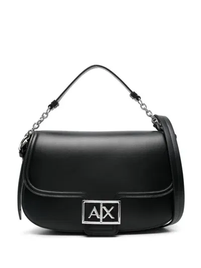 Armani Exchange Monogram-plaque Cross Body Bag In Black