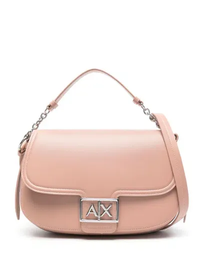 Armani Exchange Monogram-plaque Cross Body Bag In Pink