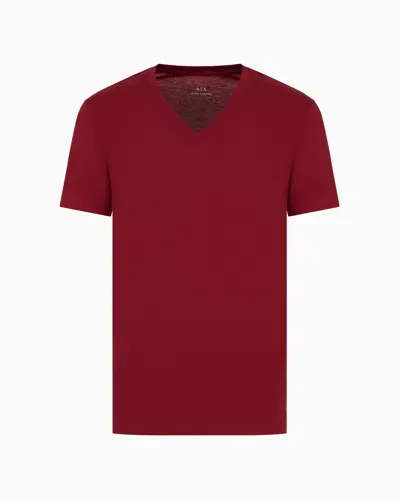 Armani Exchange Regular Fit T-shirt In Pima Cotton Jersey In Burgundy