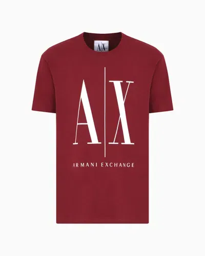 Armani Exchange Regular Fit T-shirt With Logo In Burgundy