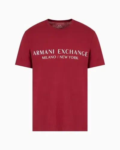 Armani Exchange Regular Fit T-shirt With Logo In Burgundy