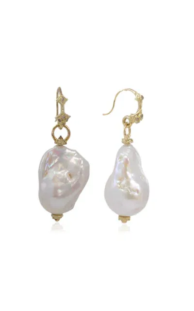 Armenta 18k Yellow Gold Pearl Earrings In White