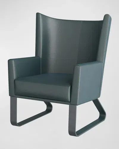 Arteriors Bleu Leather Wingback Chair In Green