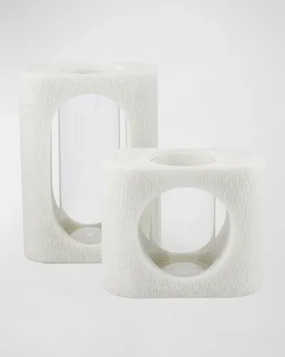 Arteriors Emilie Stone & Glass Vases, Set Of 2 In White