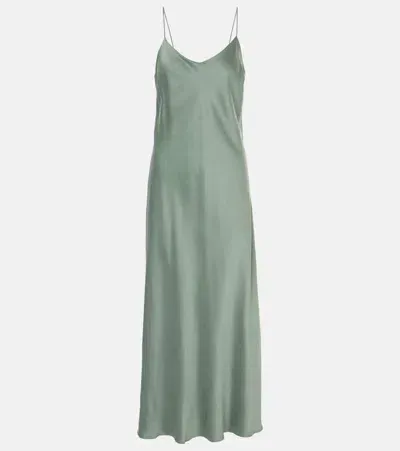 Asceno Lyon Silk Charmeuse Slip Dress In Green