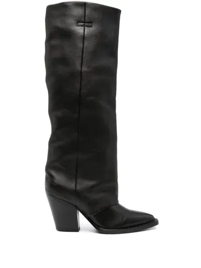 Ash Black Eden Calf Leather Boots In Nero