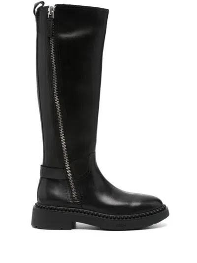 Ash Leather Boots In Black