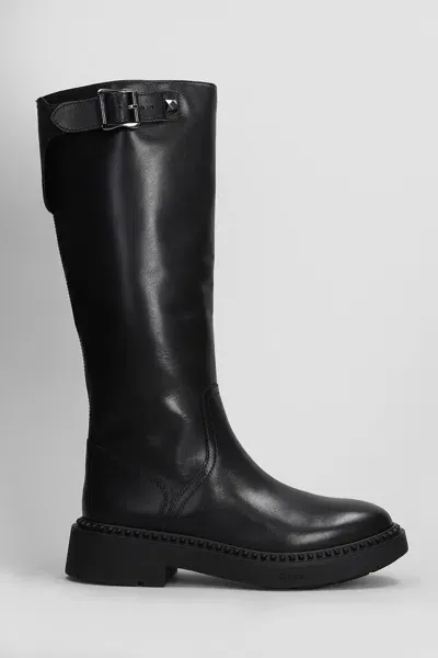 Ash Mandeville Low Heels Boots In Black Leather