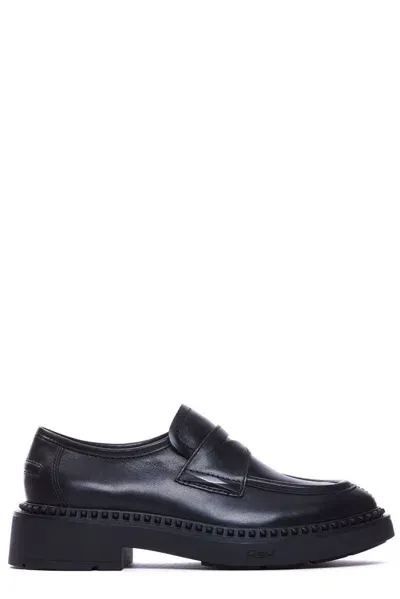 Ash Round Toe Chunky Sole Loafers In Black