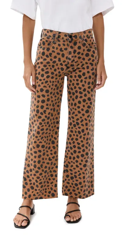 Askk Ny Crop Wide Leg Pants Cheetah