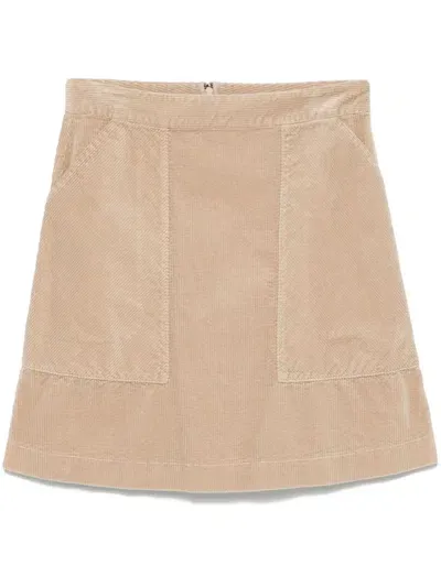 Aspesi Corduroy Mini Skirt In Neutrals