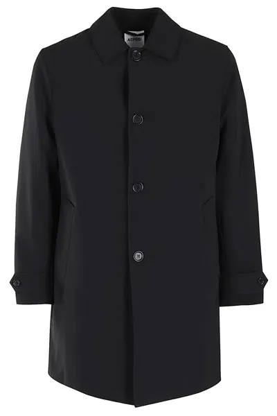 Aspesi Buttoned Single-breasted Coat In Blau