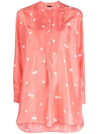 Aspesi Polka Dot-print Silk Tunic In Rosa