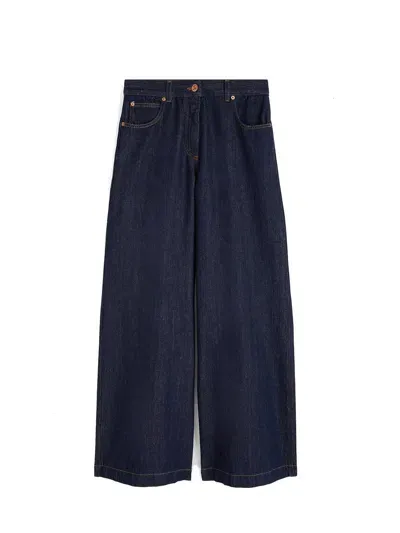 Aspesi Wide Leg High Waisted Jeans In Blu