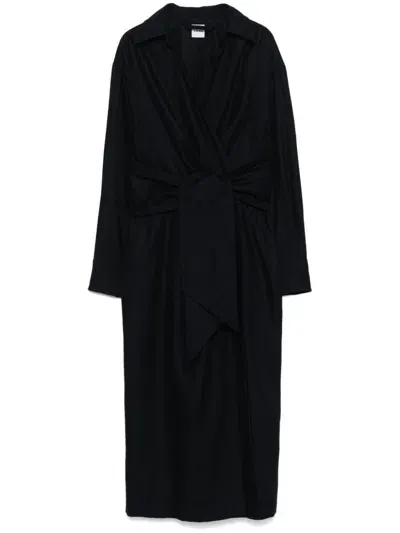 Aspesi Wrap Midi Dress In Dark Blue