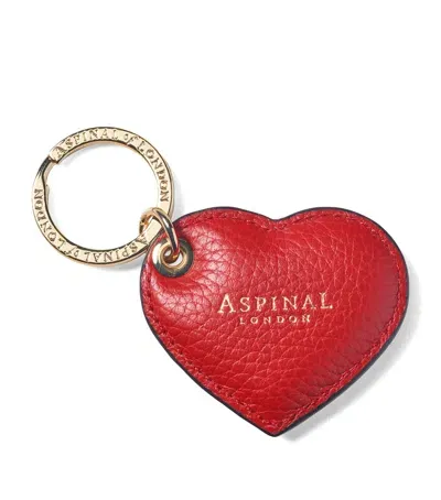 Aspinal Of London Leather Heart Keyring In Gold