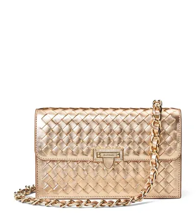 Aspinal Of London Leather Lottie Inlay Clutch Bag In Gold