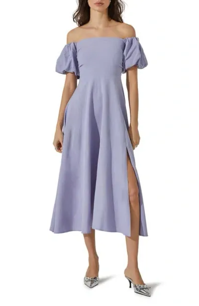 Astr Off The Shoulder A-line Dress In Periwinkle Blue