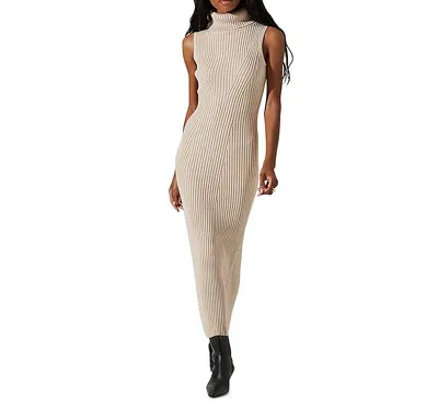 Astr The Label Channary Turtleneck Sweater Dress In Light Taupe