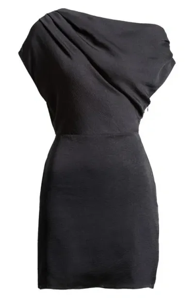 Astr The Label Draped Asymmetric Neck Dress In Black