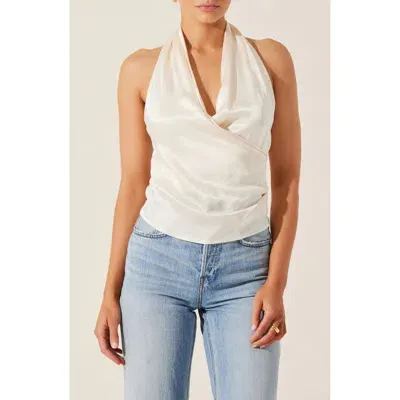 Astr The Label Draped Satin Halter Top In Cream