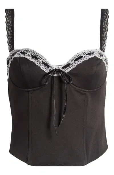 Astr The Label Lace Trim Corset Top In Black