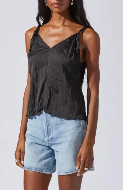 Astr The Label Plissé Camisole In Black