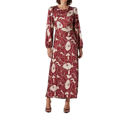 Astr The Label Quinn Floral Open Back Maxi Dress In Wine Floral