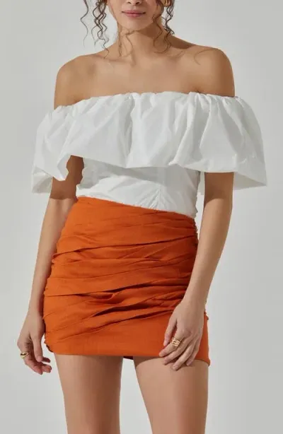 Astr The Label Ruffle Off The Shoulder Top In White