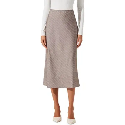 Astr The Label Stripe Skirt In Taupe Stripe