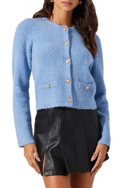 Astr The Label Teddy Cardigan In Blue