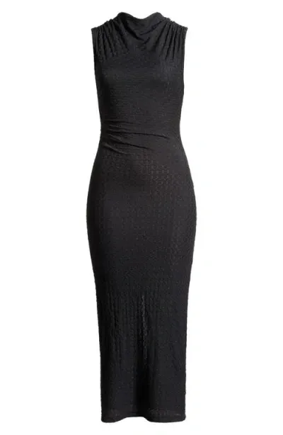 Astr The Label Textured Cowl Neck Midi Dress In Black