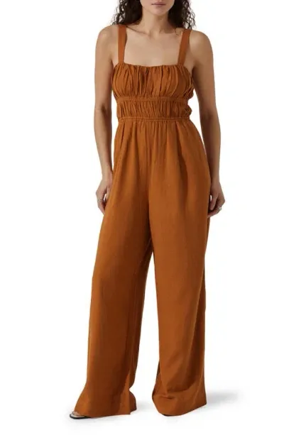 Astr Wide Leg Jumpsuit In Mocha