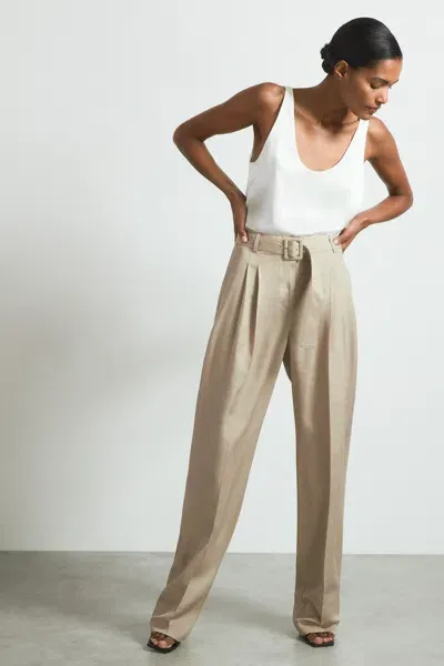 Atelier Belted Wide Leg Trousers In Neutral