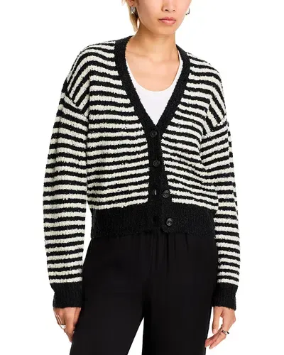 Atm Anthony Thomas Melillo Boucle Striped Cardigan In Black